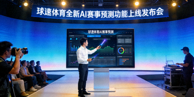 球速体育全新AI赛事预测功能上线发布会现场 - 技术人员演示界面